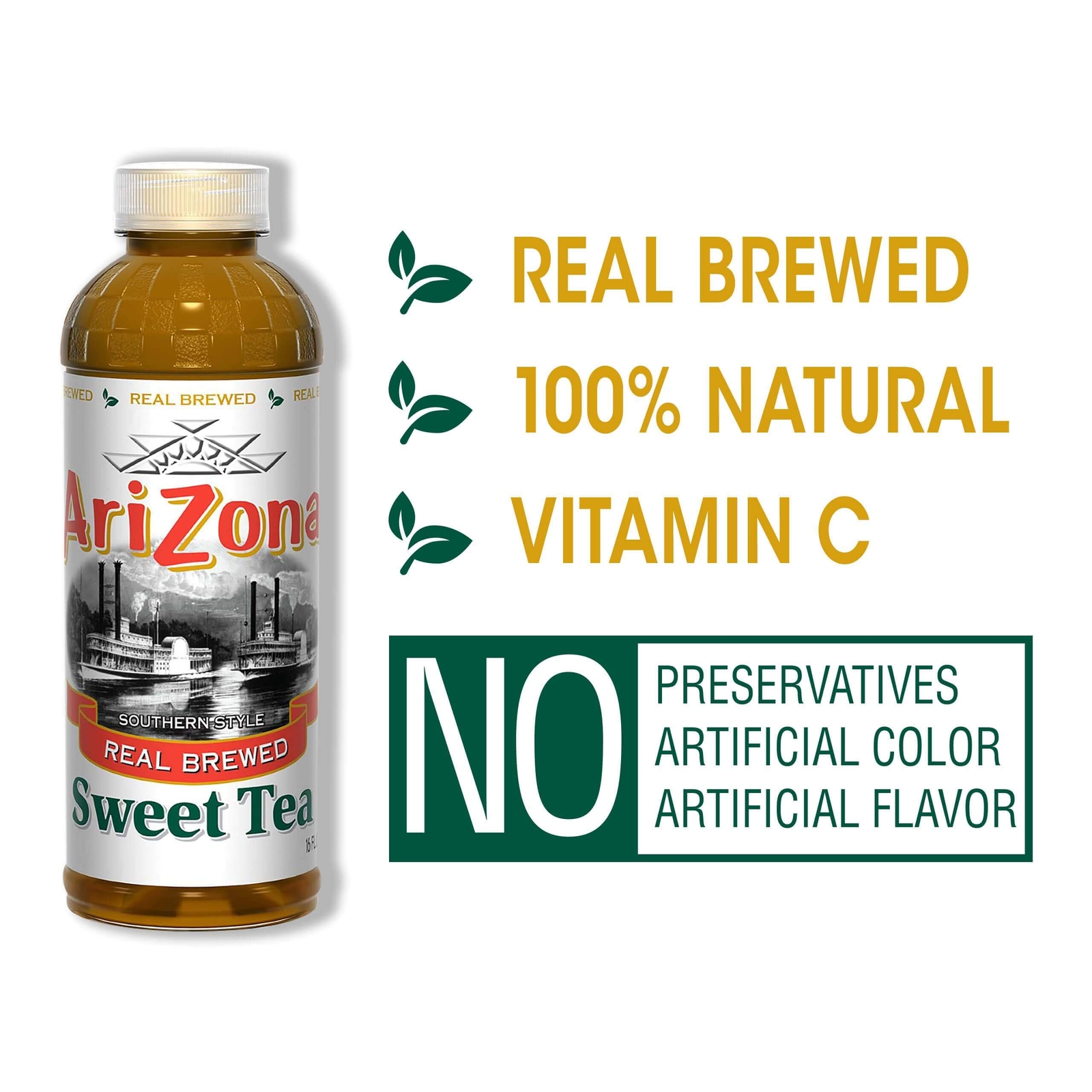 AriZona Real Brewed Sweet Tea Pack of 12 16 Fl Oz Bottles Refreshing Drink
