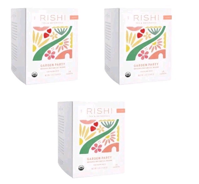 Rishi Tea Garden Party Herbal Tea Chamomile Botanical Blend – 15 Count 3 Packs