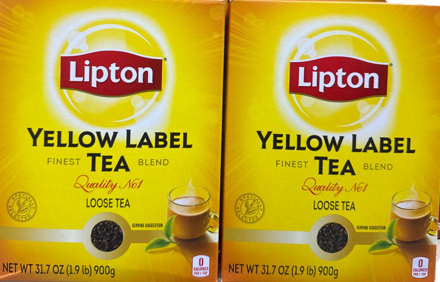 2 Pack Lipton Yellow Label 900 gm Loose Leaf Black Tea Exp 03/2026
