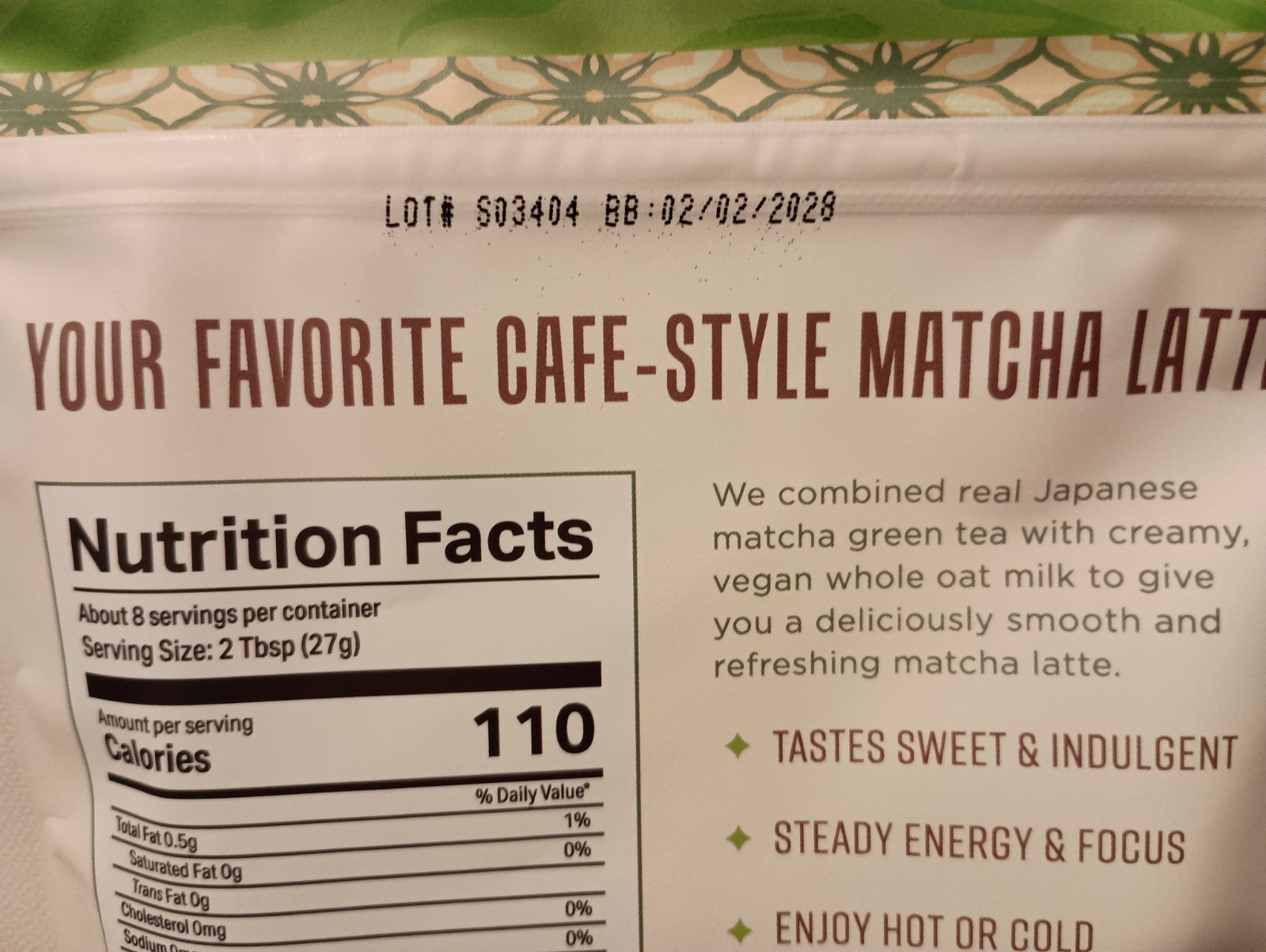 Karma Kitchen Japanese Barista-Style Vanilla Matcha Latte w/ Whole Oat Milk