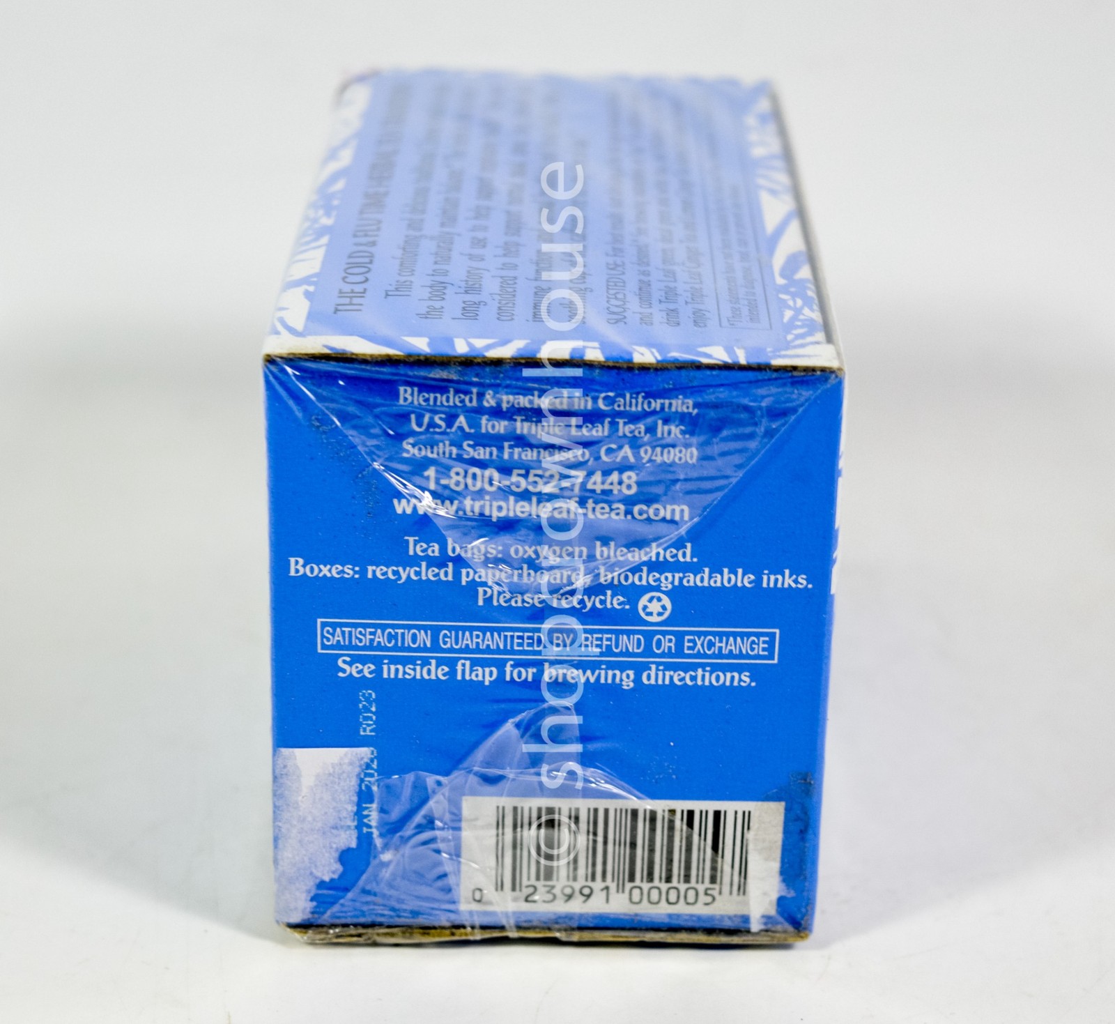 Triple Leaf Tea COLD & FLU TIME Caffeine Free 20 Tea Bags 1.06oz box 01/30/2028