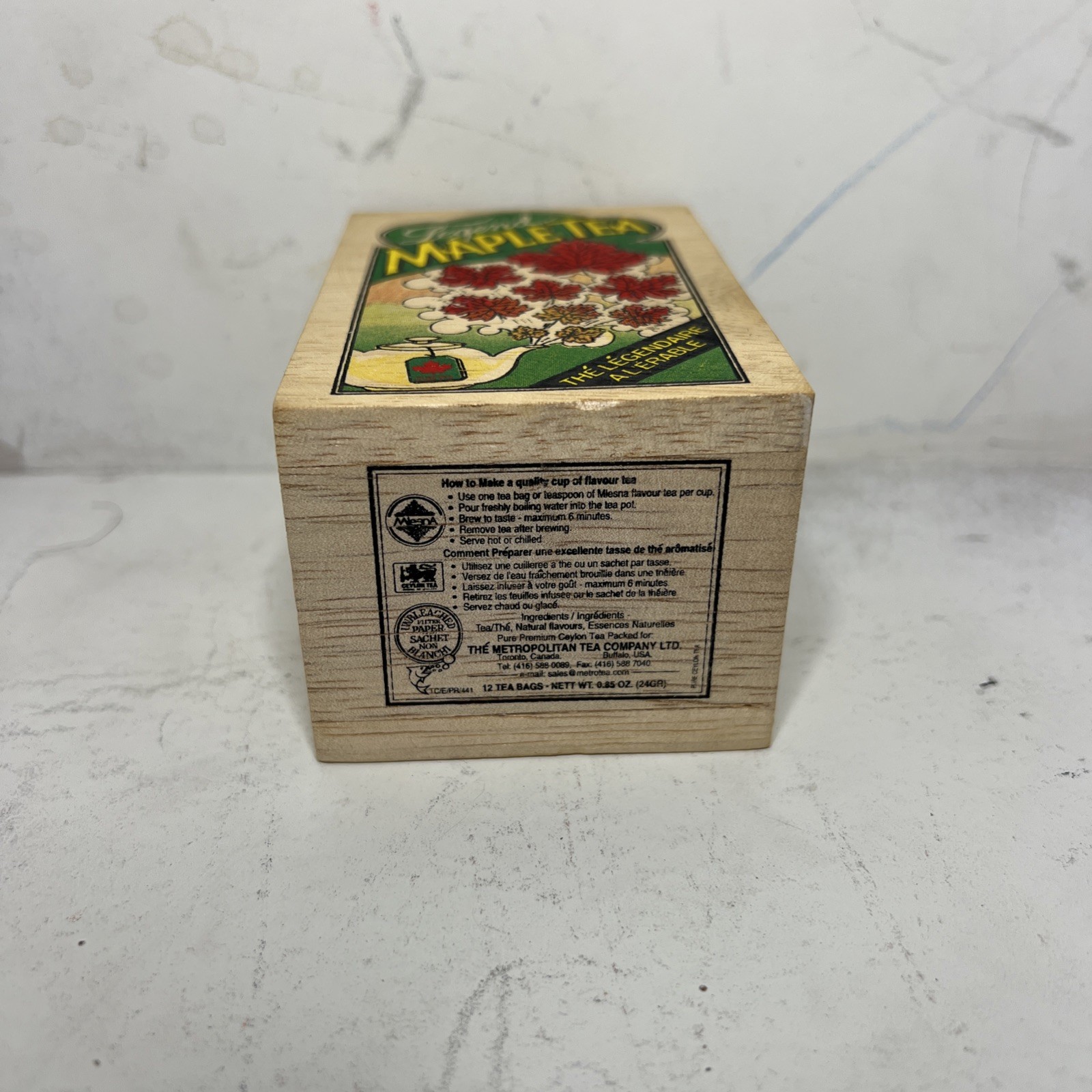 Mlesna Legend Maple Tea Wooden Box – Pure Ceylon Black Tea – 12 Tea Bags 24g
