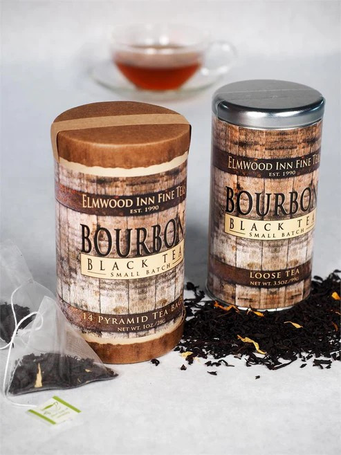 Elmwood Inn Fine Teas, Bourbon Black Tea 14 Pyramid Sachets Tea Bags