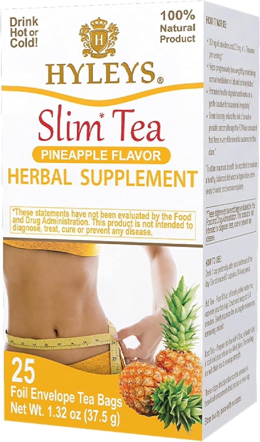 Hyleys Slim Tea Pineapple Flavor – Weight Loss Herbal Supplement Cleanse and