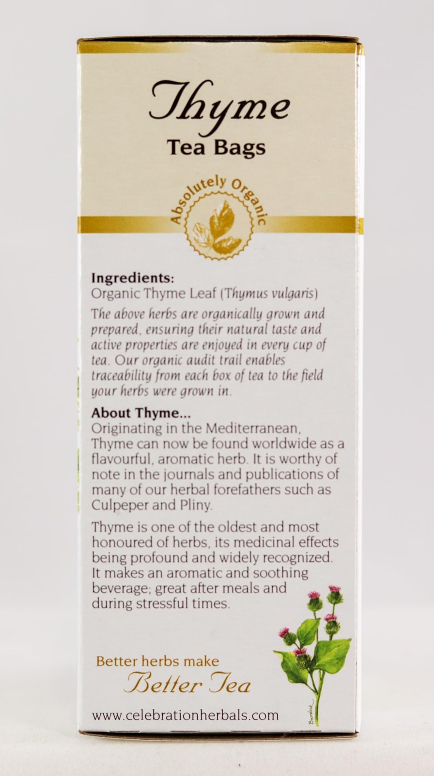 CELEBRATION HERBALS Thyme Leaf Tea Organic 24 Bag, 0.02 Pound