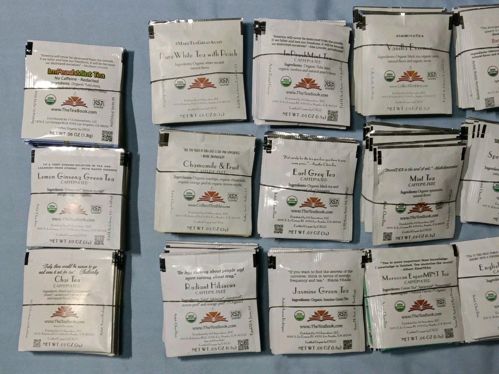 CollecTEAbles Tea Bag Sampler 142 count Parody Satire History The Tea Book