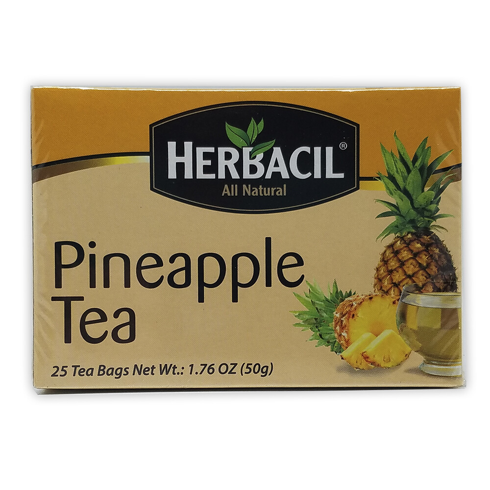 Herbacil Natural Herbal Pineapple Tea. With Vitamin C. 1.76oz. 25Bags. Pack of 3