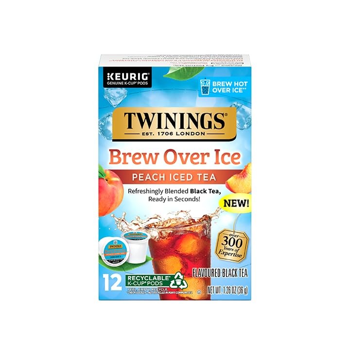Twinings Peach Iced Tea – Brew Over Ice – K Cups – 12 Count