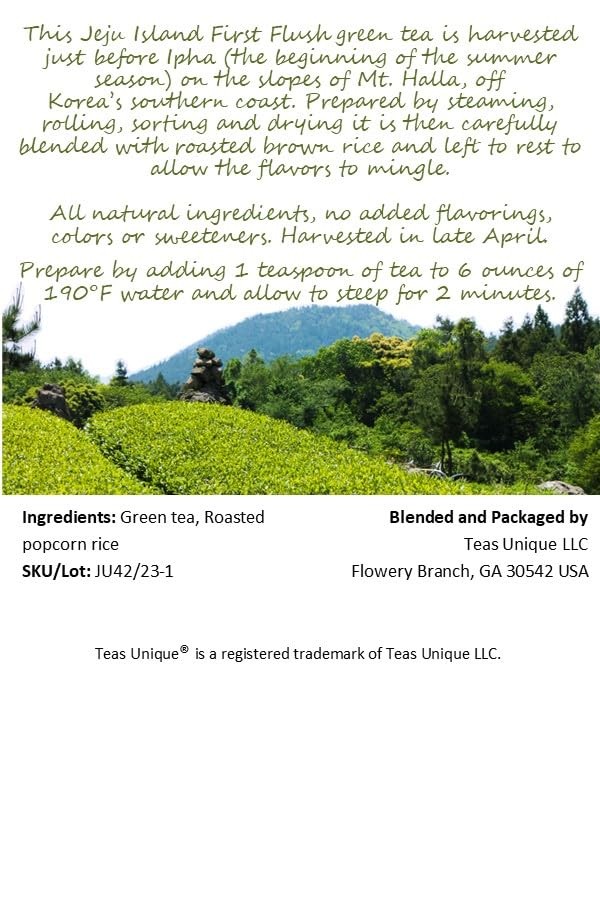 Teas Unique Korean Jeju Island Green Tea with Roasted Brown Rice, 25 Tea Bags (5