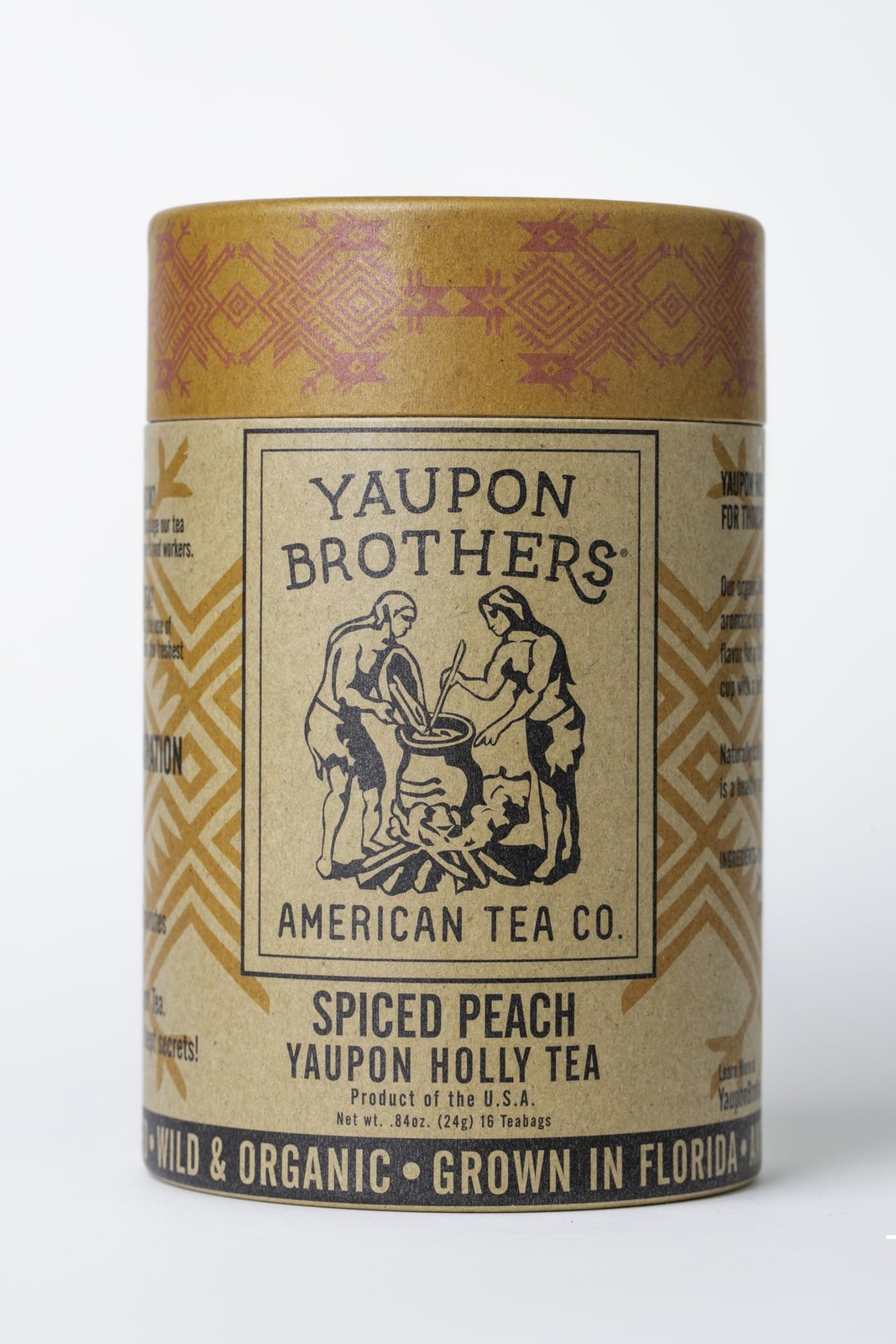 Yaupon Tea Spiced Peach Organic Eco-Friendly 16 Bags Fiber Bags Antioxidant