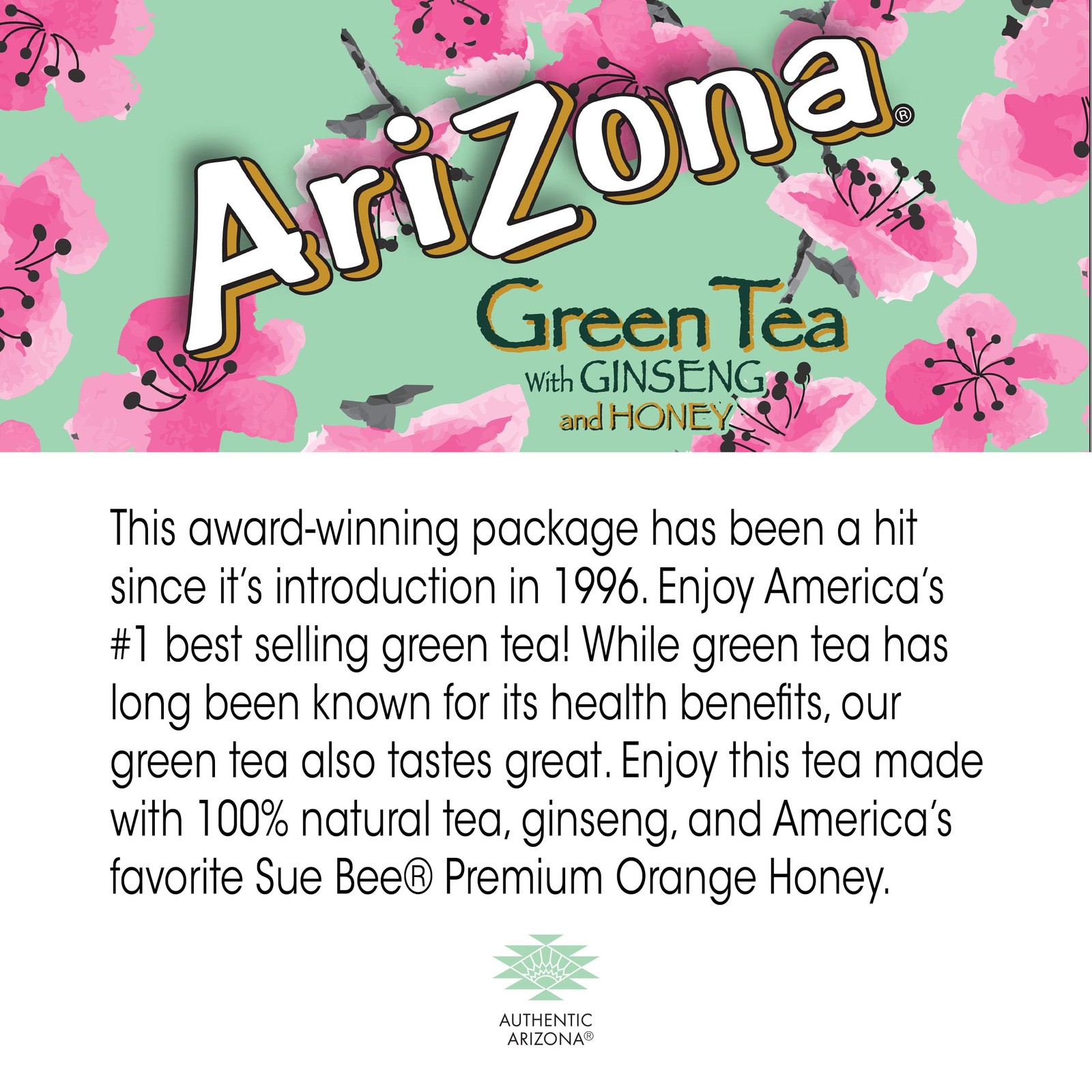 AriZona Green Tea 22 Fl Oz Pack of 12 Real Brewed Teas with Ginseng and Honey