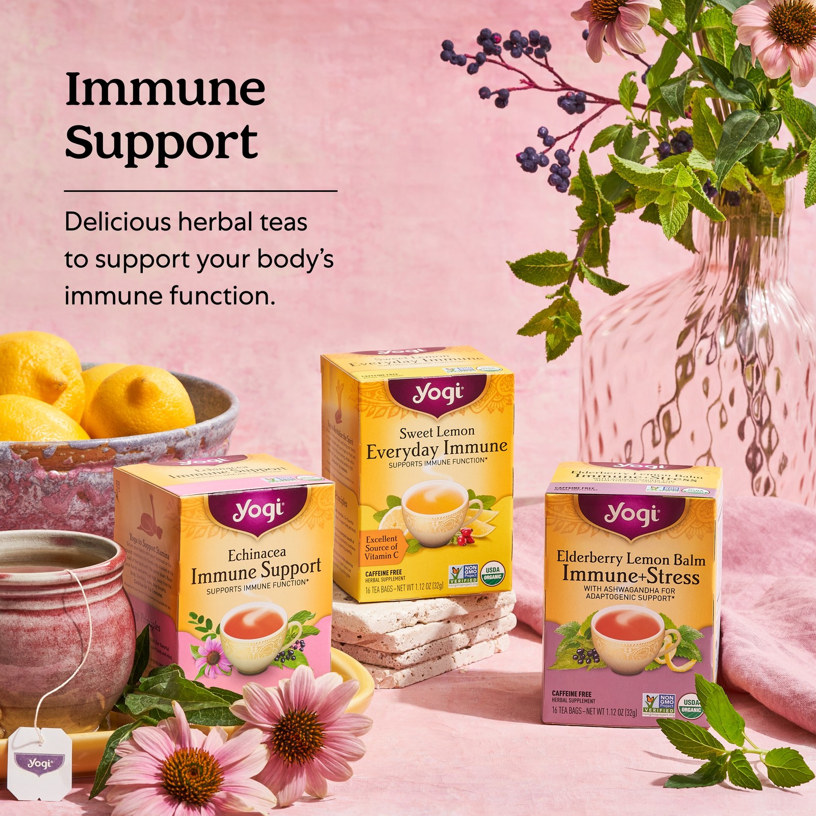 Yogi Tea – Echinacea Immune Support – 6 Pack, 96 Tea Bags