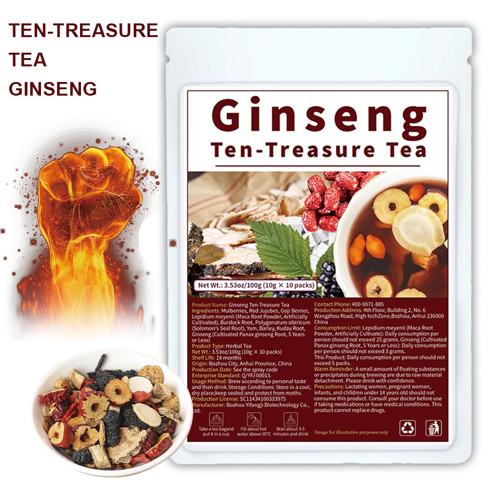 Ginseng Ten Treasure Tea Boost Energy Stamina Physica Well Being 10g Per Pack