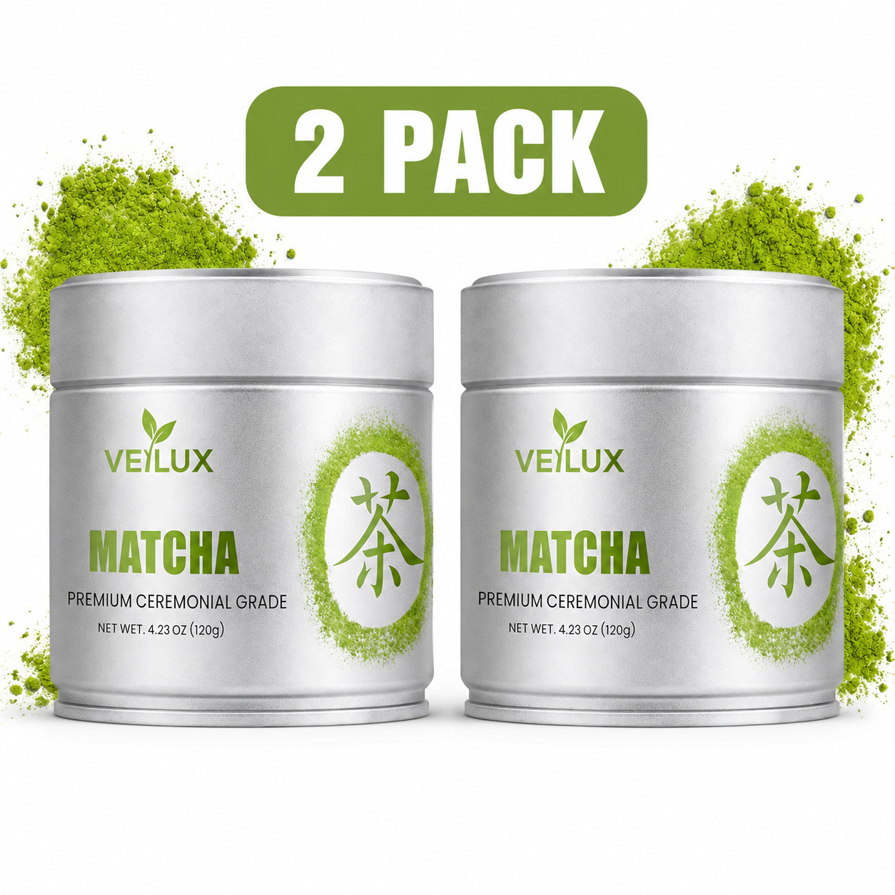 2 Pack Ceremonial Grade Matcha Green Tea Powder 100% Pure Unsweetened No Additiv