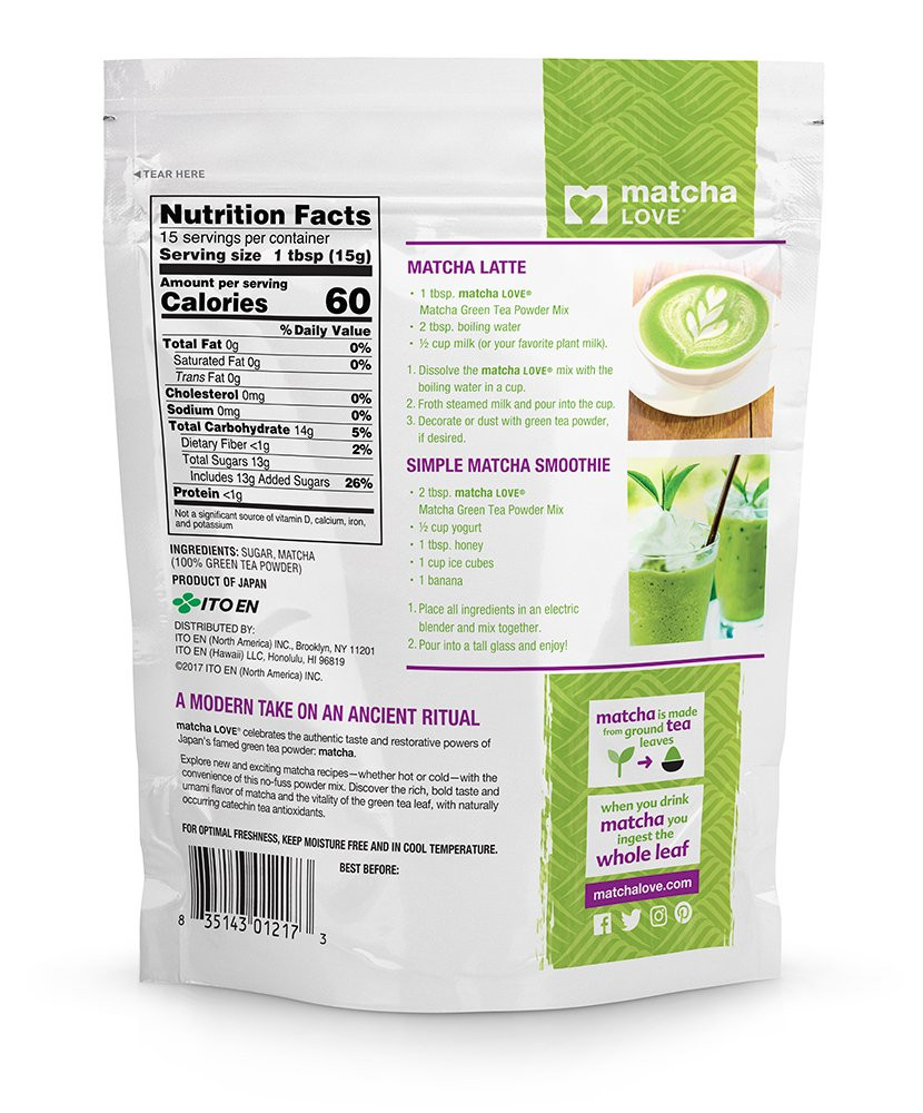 Green Tea Powder Packet, Sweetened, 8 Ounce