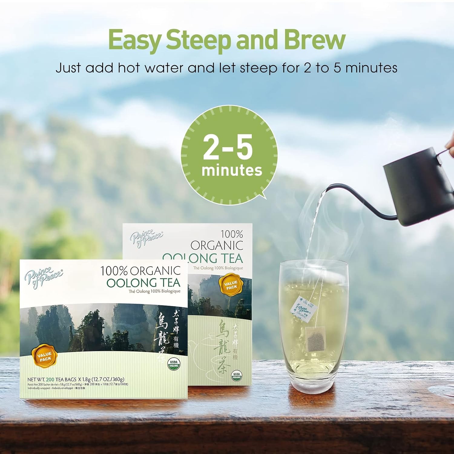 100% Organic Oolong Tea, BEST VALUE Family Size, 200 Tea Bags – 12.7 Oz