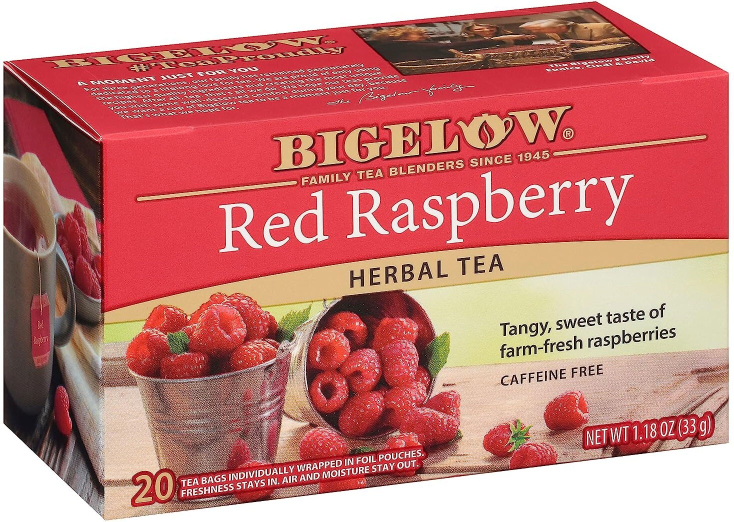 Bigelow Red Raspberry Herbal Tea – 20 tea bags