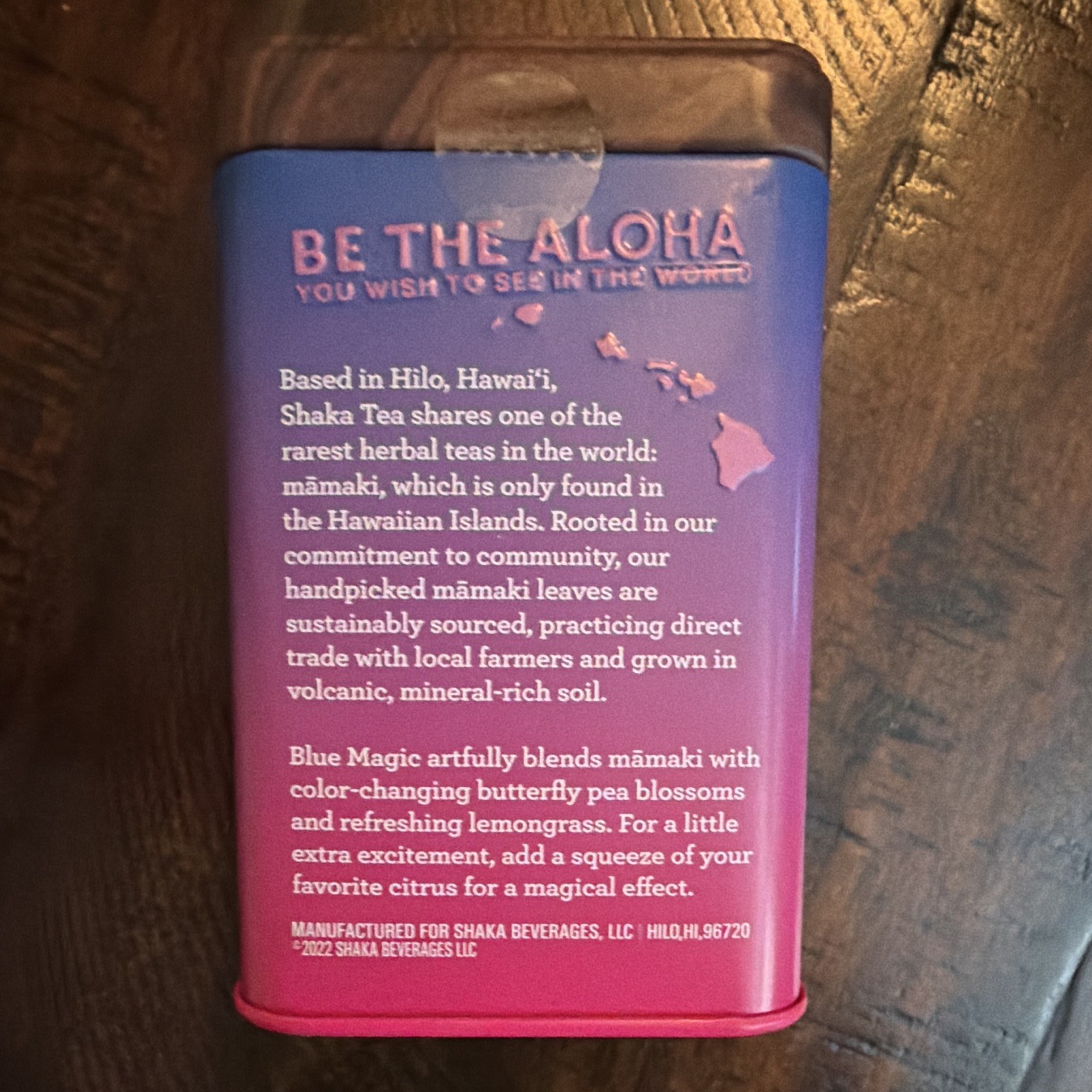 Shaka Tea Hawaii Blue Magic Herbal Tea Bags Caffeine-Free Lemongrass 15 30g