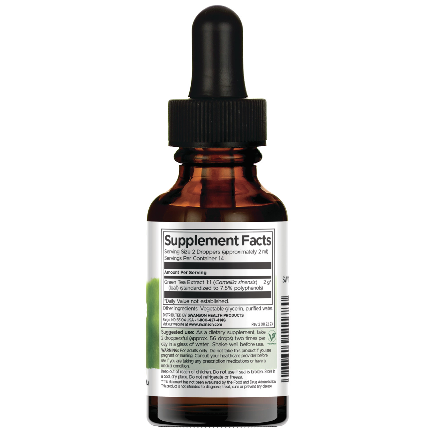 Swanson Green Tea Liquid Extract (Alcohol- and Sugar-Free) 1 fl oz Liquid