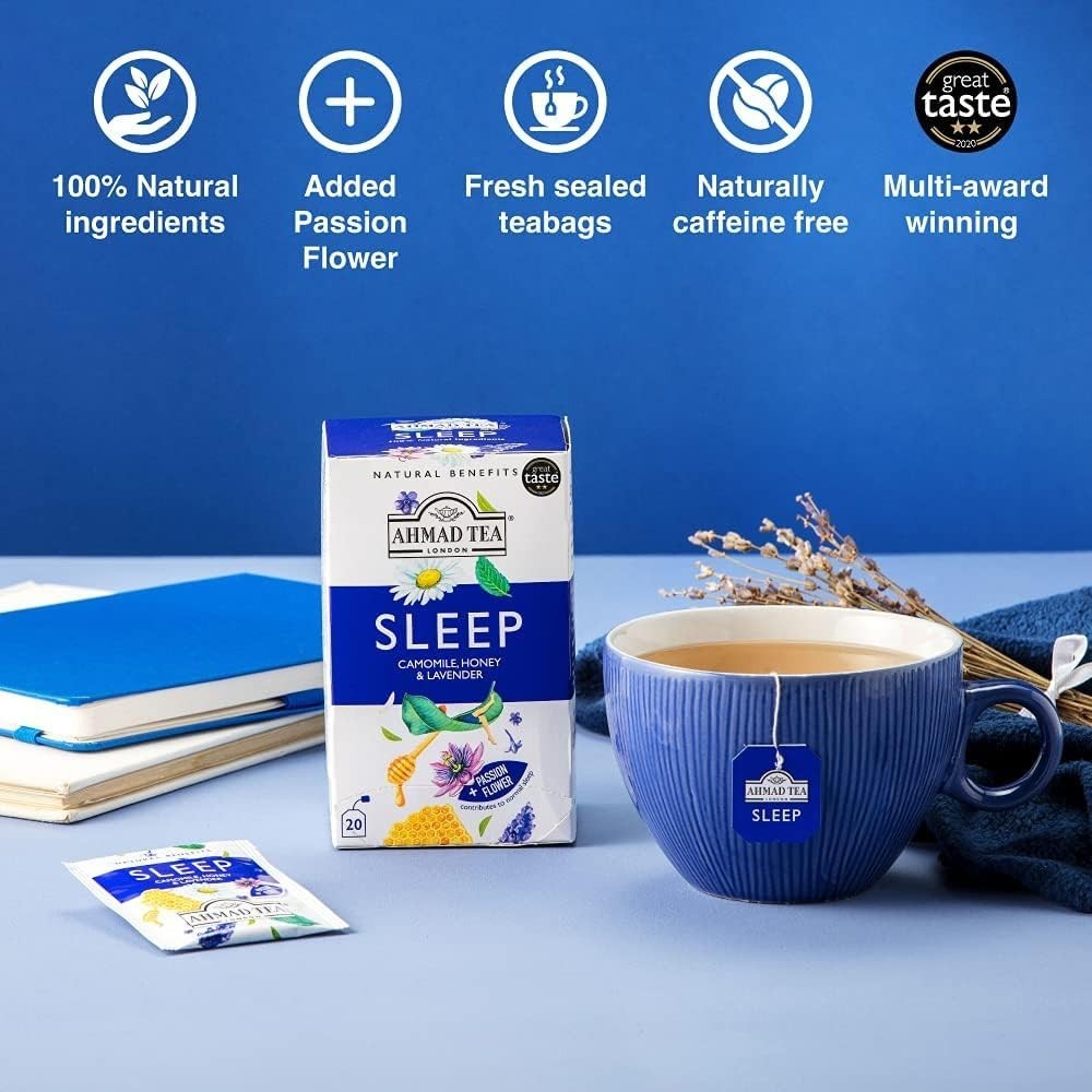 Ahmad Tea Herbal Tea, Camomile, Honey, & Lavender ‘Sleep’ Natural Benefits Teaba
