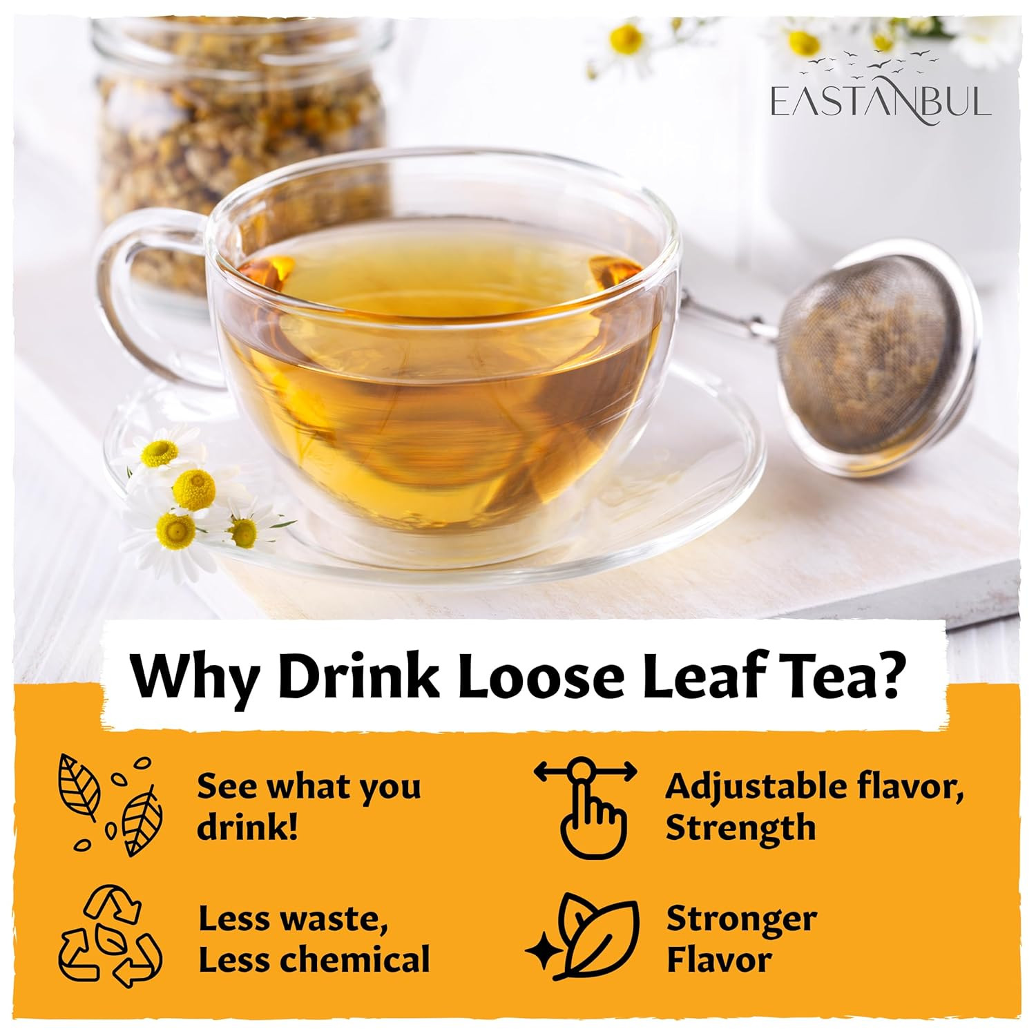Chamomile Flowers Loose Dried, 3.5Oz, Dried Chamomile Tea Loose Leaf, Flor De Ma