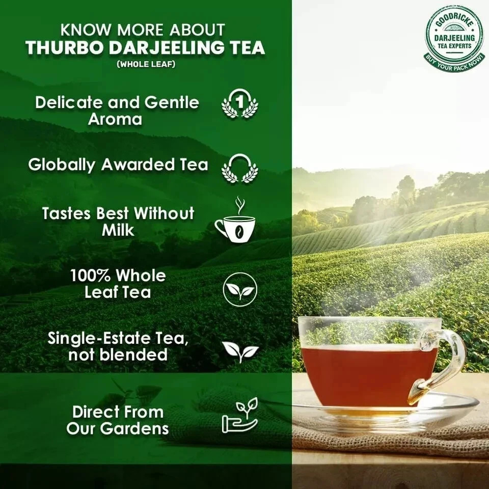 GOODRICKE Thurbo Darjeeling Whole Leaf Tea 100G free shipping world wide