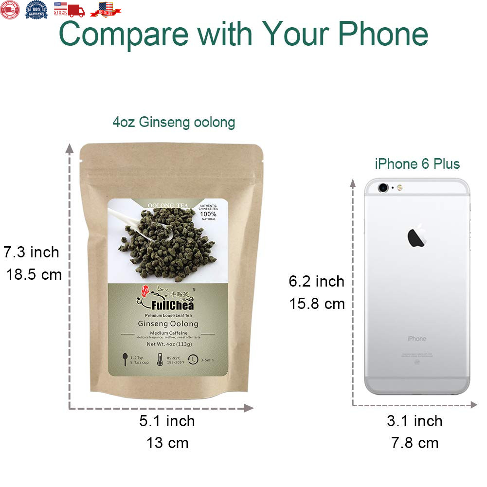 Premium Ginseng Oolong Tea Energizing Loose Leaf Blend with Unique Aroma 4Oz Pac