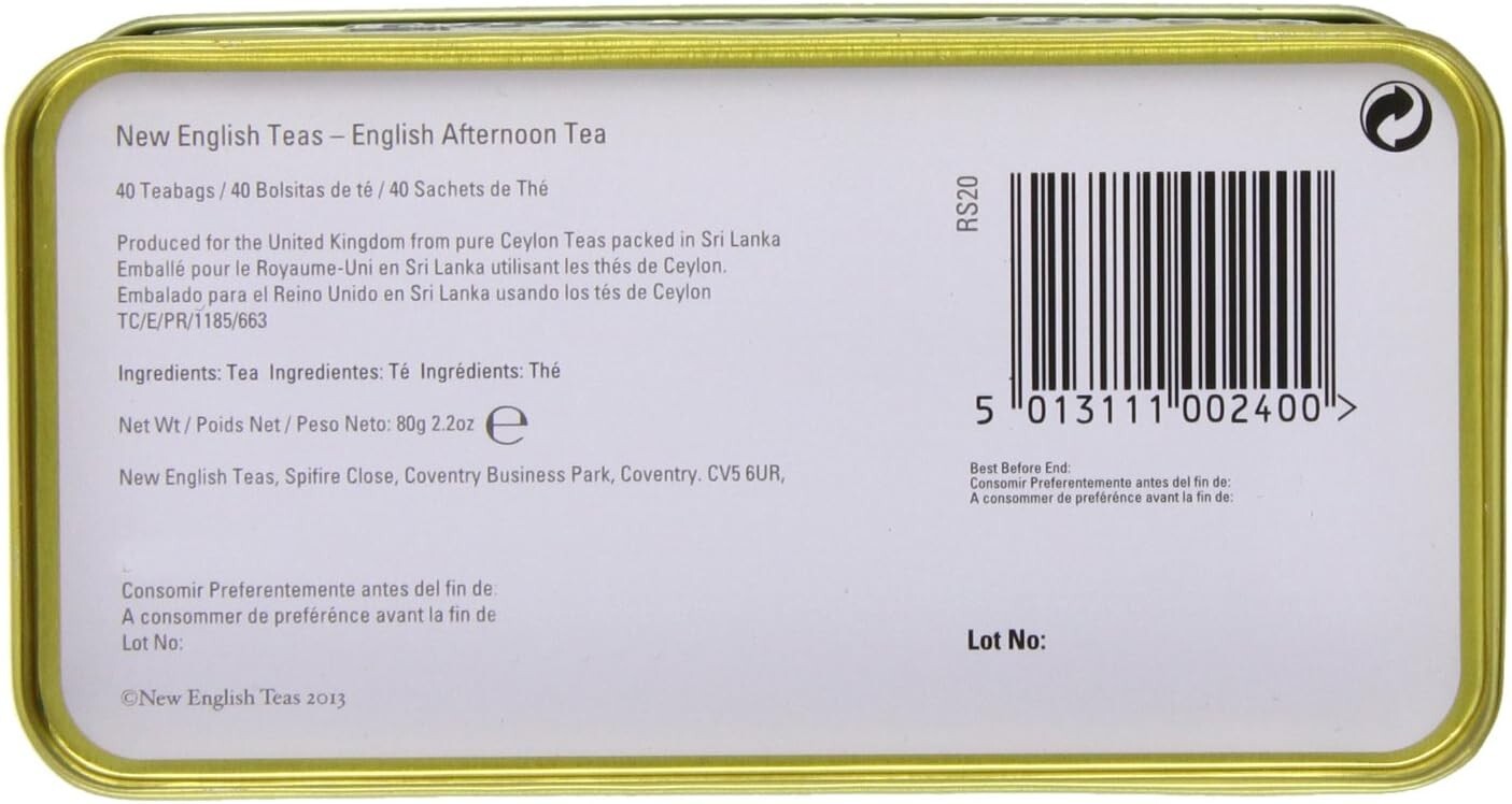 English Afternoon ☕️TEA☕️ 40 Bags in Embossed Vintage Green Tin 🆕🏷50% OFF SALE