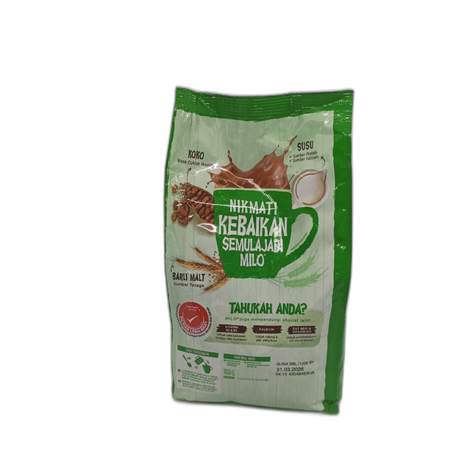 2pack x 900g Nestle MILO Chocolate Malt Powder Drink Malaysia HALAL Certificate