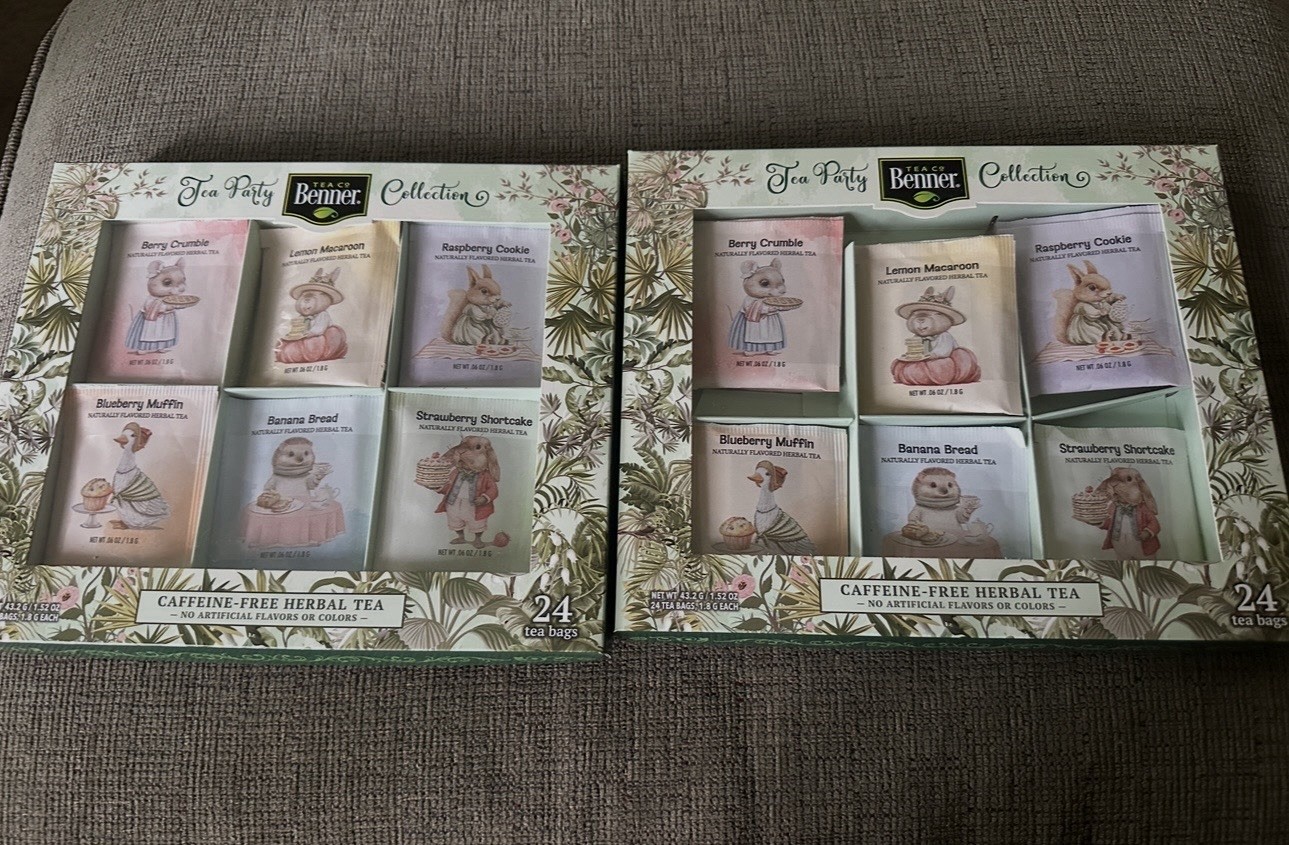 New! 2 Boxes Benner Tea Party Caffeine-Free Herbal Teas Beatrix Potter Inspired!