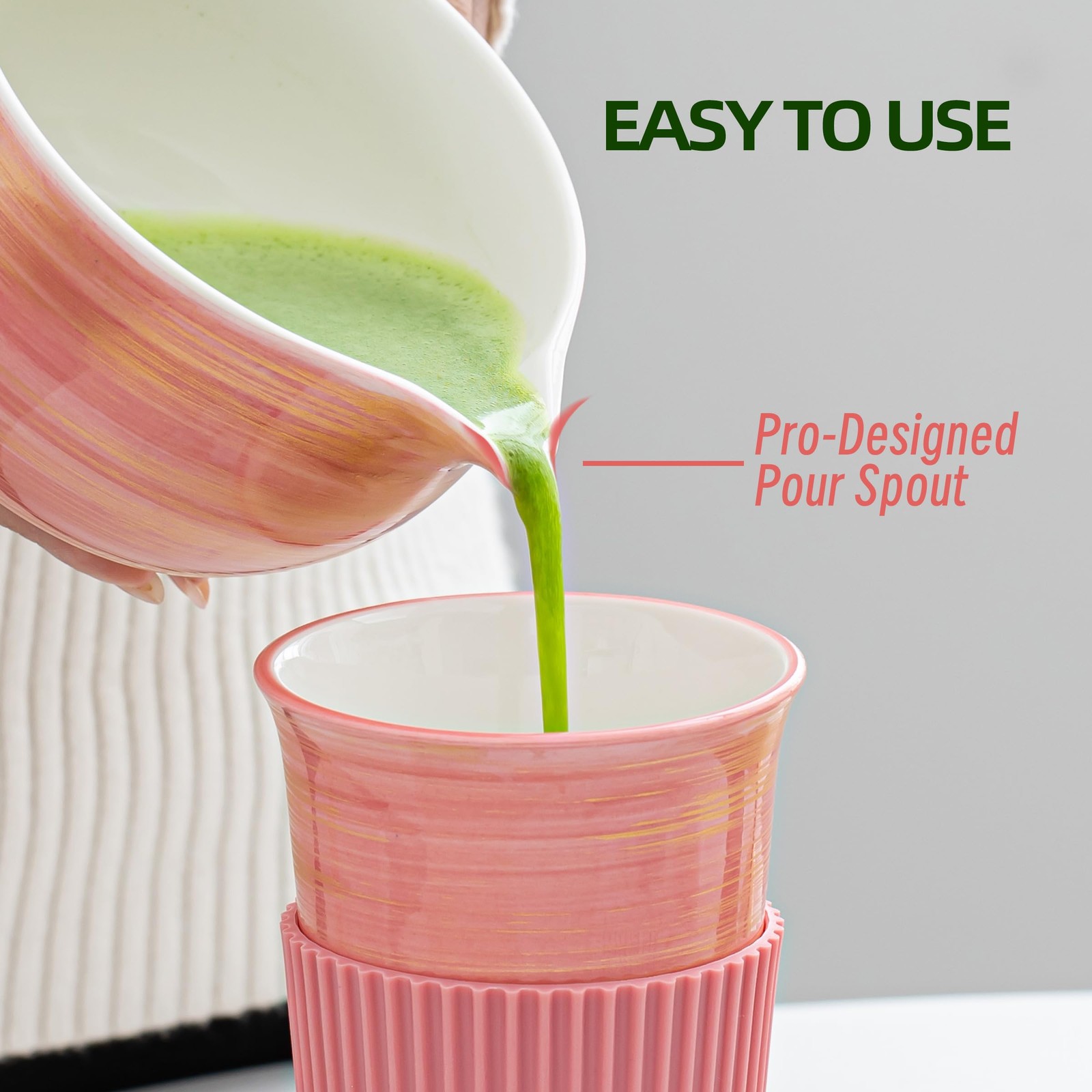Matcha Whisk Set,7 Pcs Matcha Set Pink,Matcha Kit for Ceremony,480 Ml Ceramic…