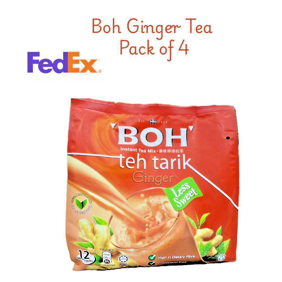 BOH Instant Tea Mix/ Teh Tarik Ginger 3 in 1 Less Sugar 12’s x 26g – 4 Packs