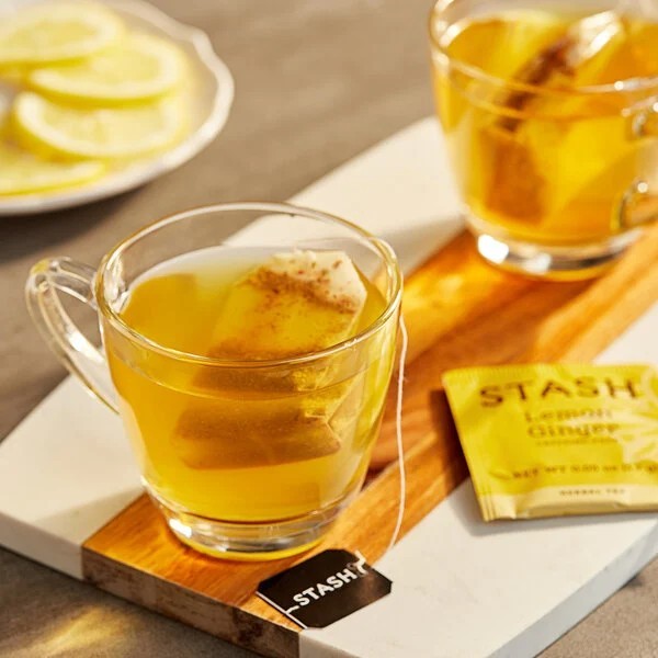 2 PACK LEMON GINGER TEA 30 Bags Non-GMO Kosher STASH Caffeine Free