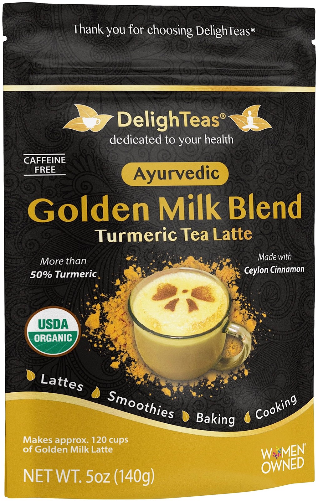 Organic Golden Milk Powder with Turmeric, Ginger, Ceylon Cinnamon | Ayurvedic…
