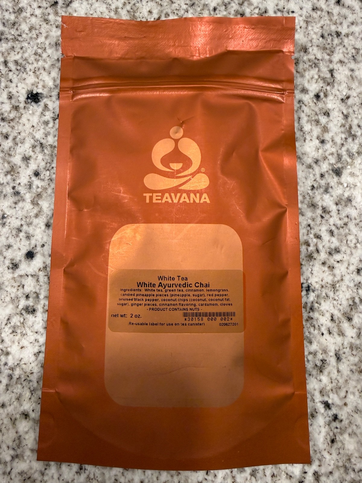 Teavana tea White Ayurvedic Chai 2oz SEALED