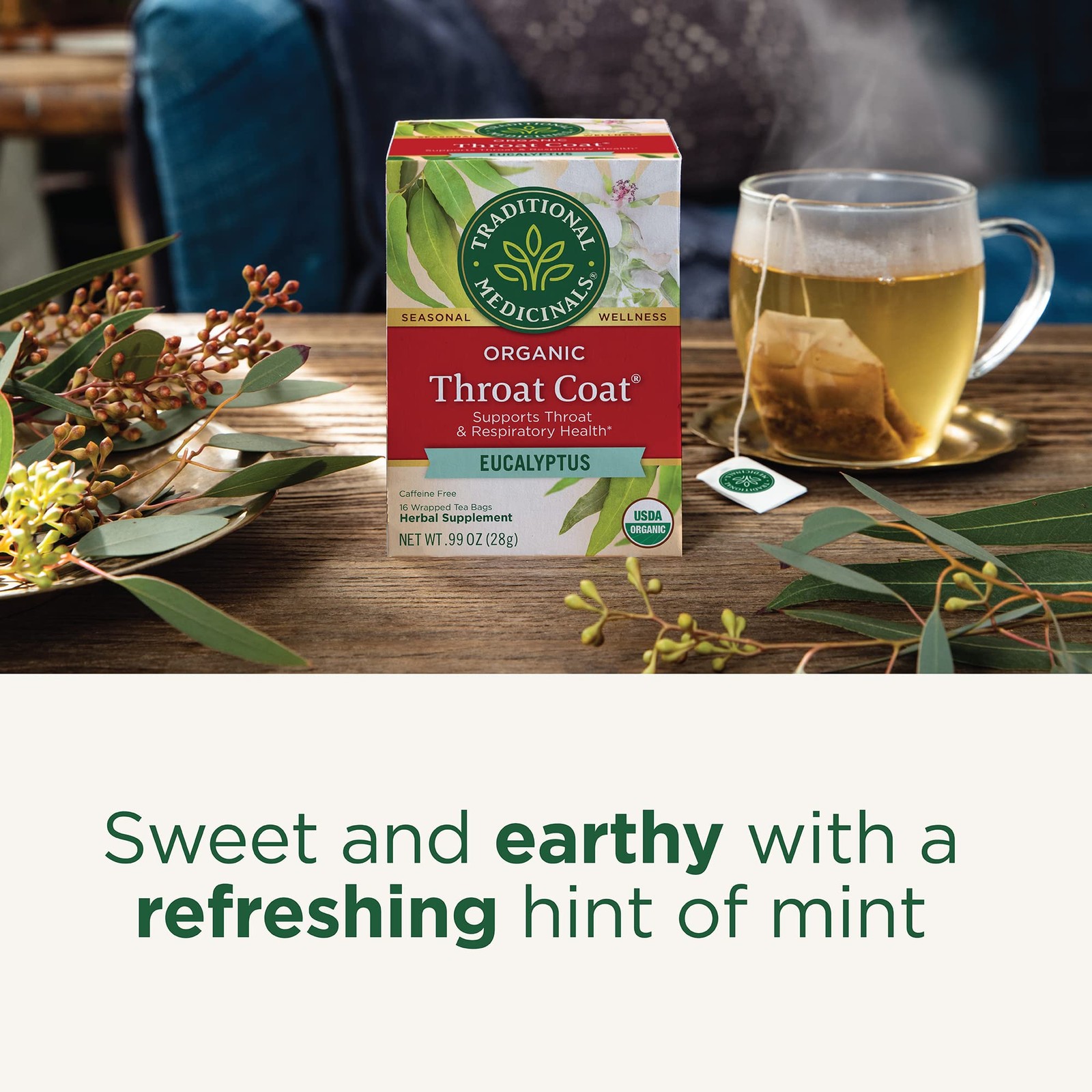 Traditional Medicinals Organic, Throat Coat 16 Count (Pack of 1), No Color