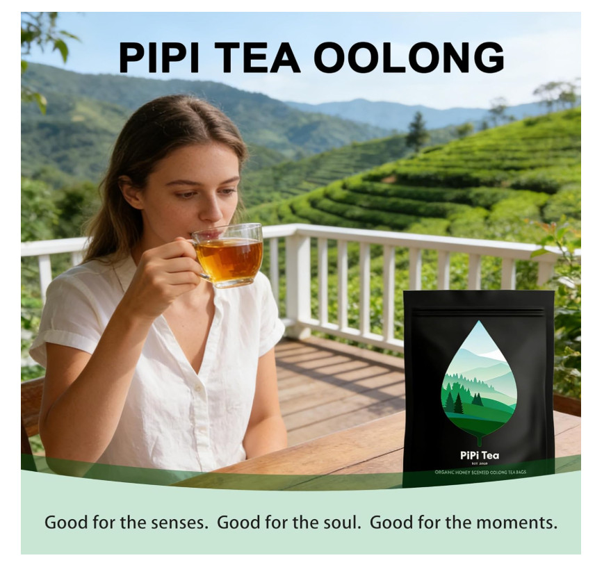 PiPi Tea Organic Oolong Bags – Whole Leaf, 20 (4g Each) 20