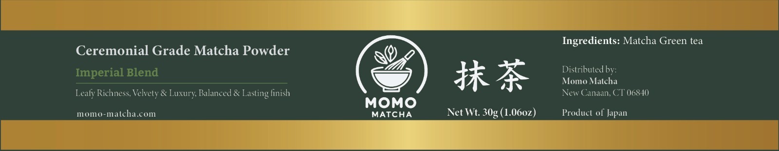 Ceremonial Grade Matcha Powder Imperial Blend, 30g Tin, Made in Japan, Brand New