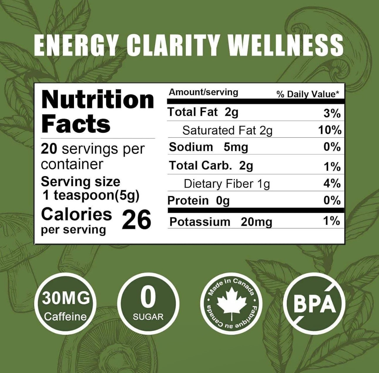 3.52 Oz, Grelim Mushroom Matcha Infused With 7 Superfood Mushrooms, MCT Oil