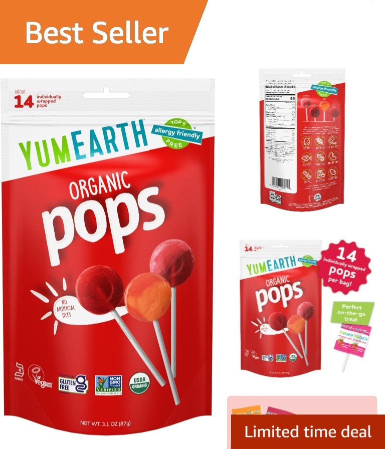 Allergen-Free Organic Pops: 14 Assorted Fruit Lollipops for Healthy Indulgence