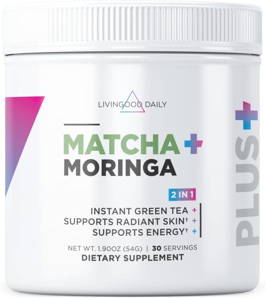 Matcha & Moringa Powder Supplement 30 Servings Vegan Non GMO
