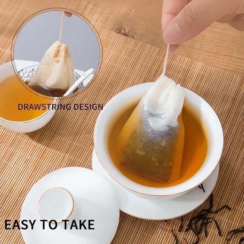 100pcs Empty Tea Bag Disposable Drawstring Seal Teabags Loose Leaf Tea Filters