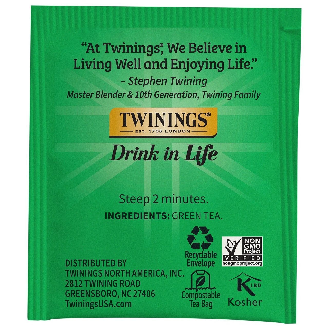 Twinings Pure Green Tea Individually Wrapped Bags 100 Count Pack of 1 Smooth …