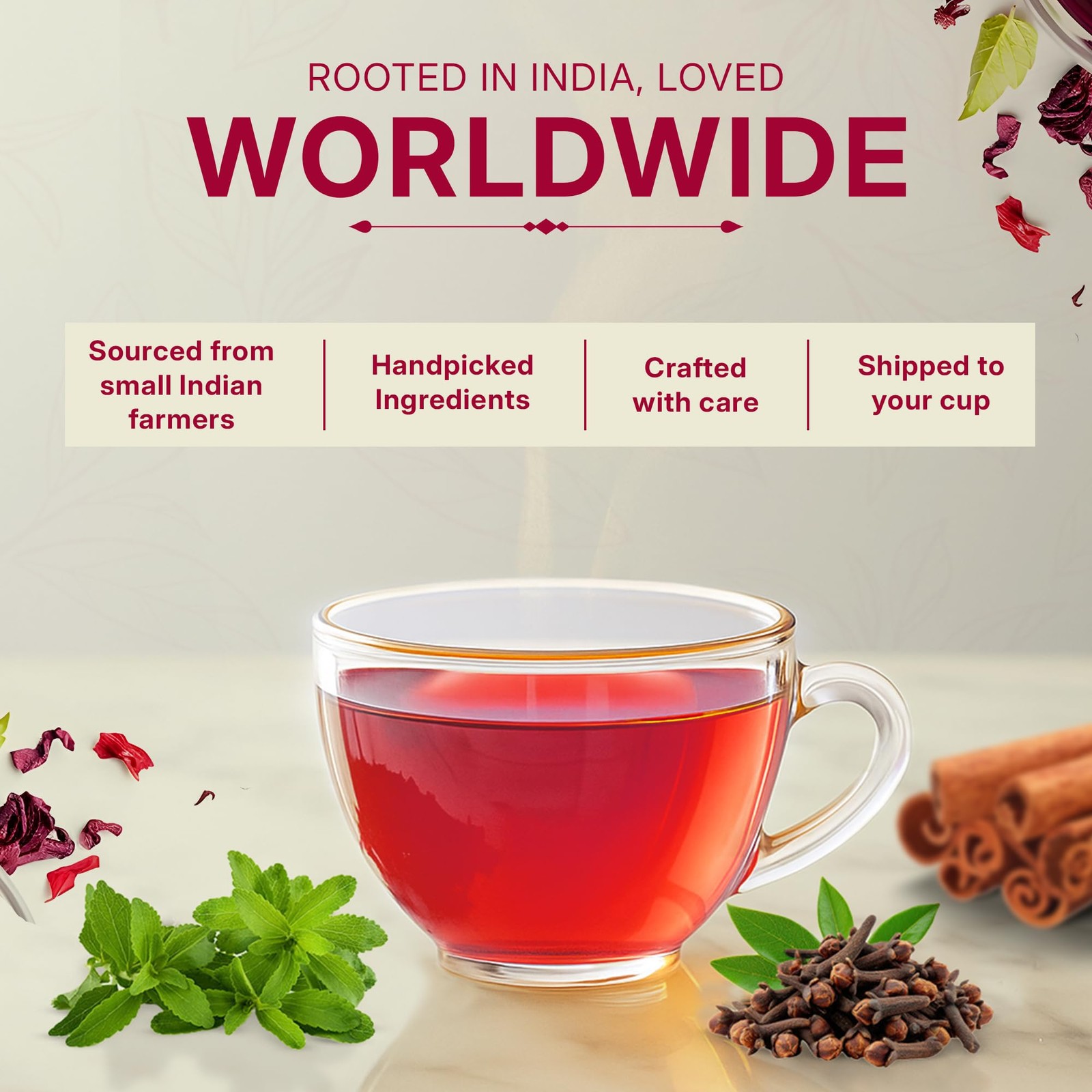 Sweet Hibiscus Cinnamon Green Tea Bags 50 Count, Caffeinated, Real and Natura…