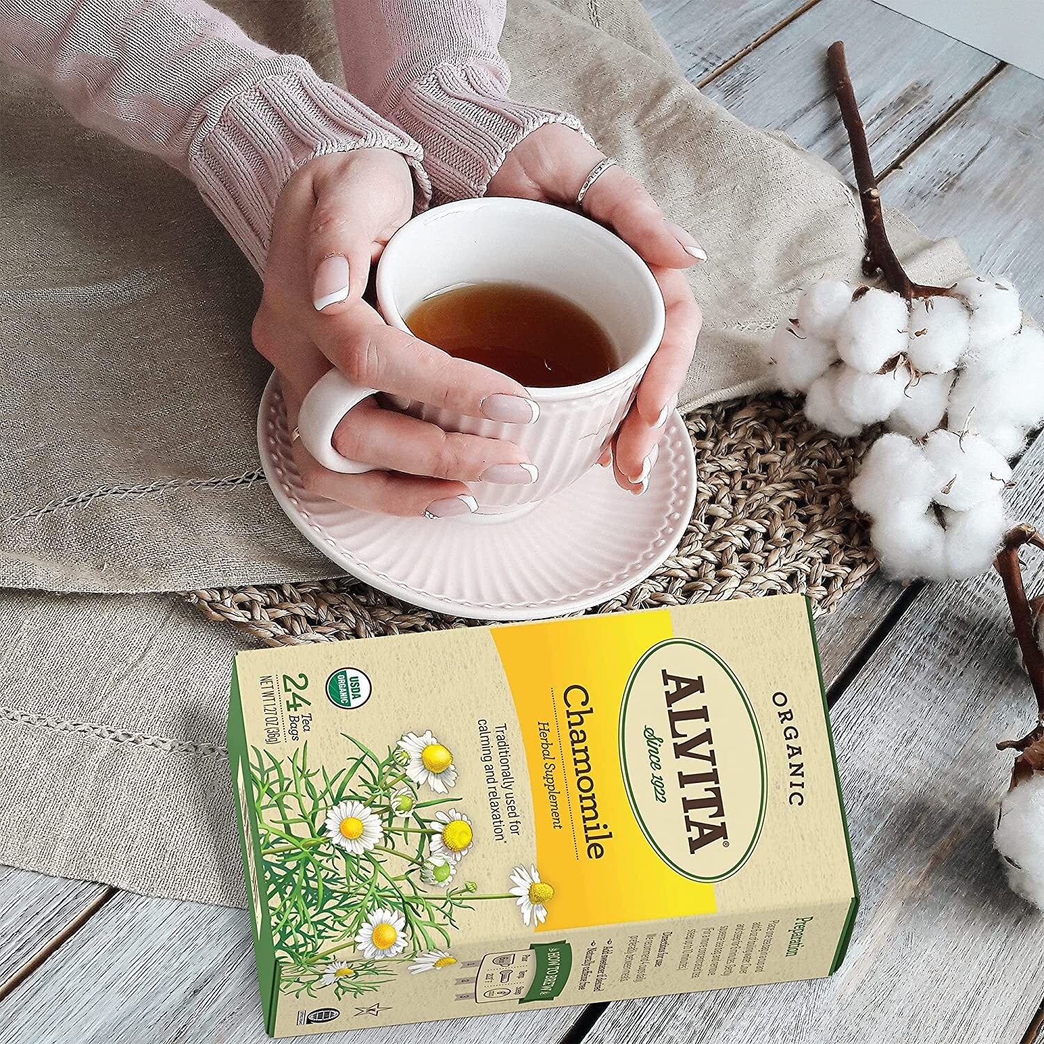 Alvita Chamomile Organic Herbal Tea Bags 24 ( 3 Pack Total 72 Bags) Expr 10/2022