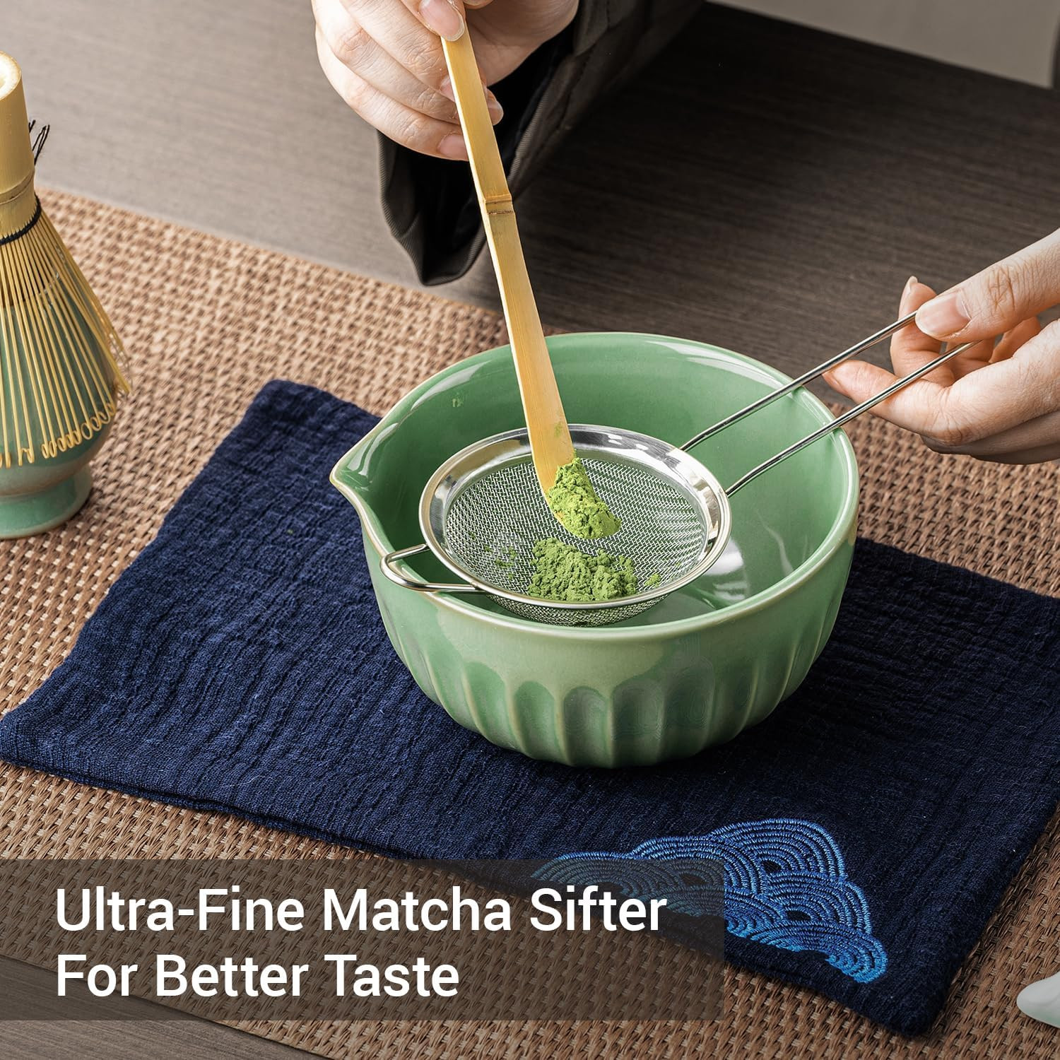 Matcha Whisk Set, Matcha Kit Includes Ceramic Matcha Bowl 7 Pcs Matcha Tea Green
