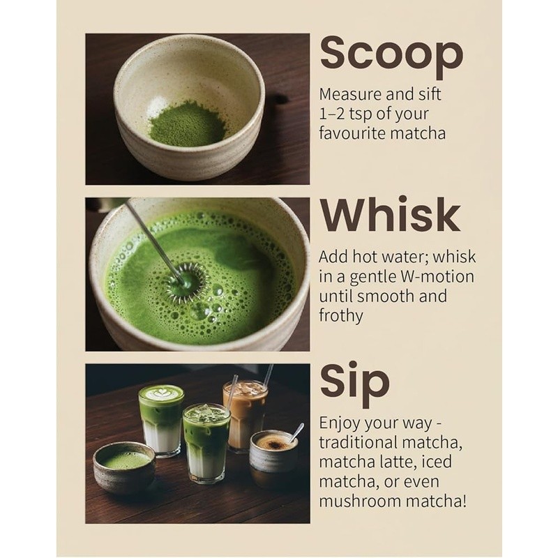 Battery Powered Matcha Whisk W/ Ergonomic Grip Frothy Lattes & Smooth Tea New