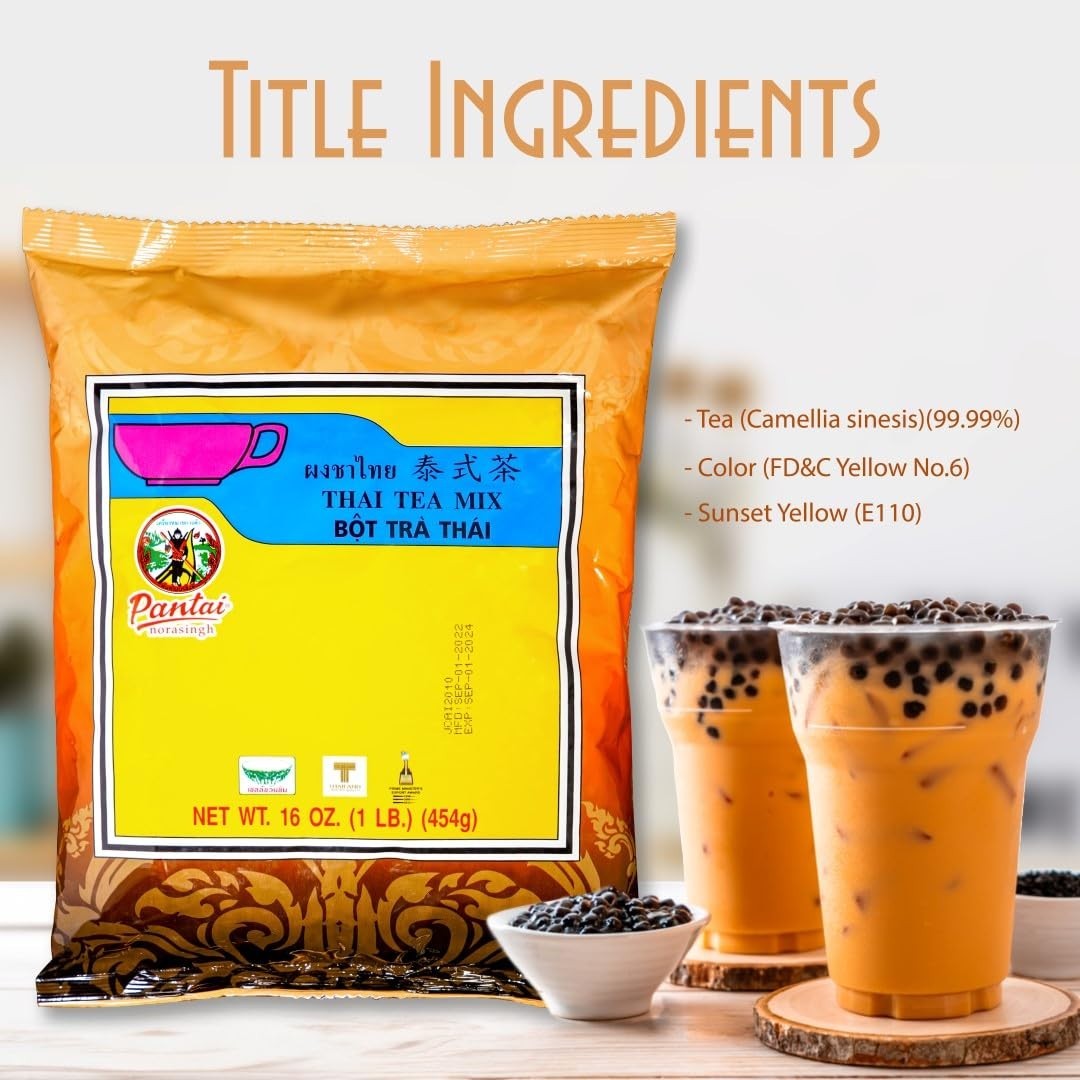 Pantai Thai Tea Leaves Mix Thai Iced Tea 16 oz (Pack of 4)~Exp 11/2025