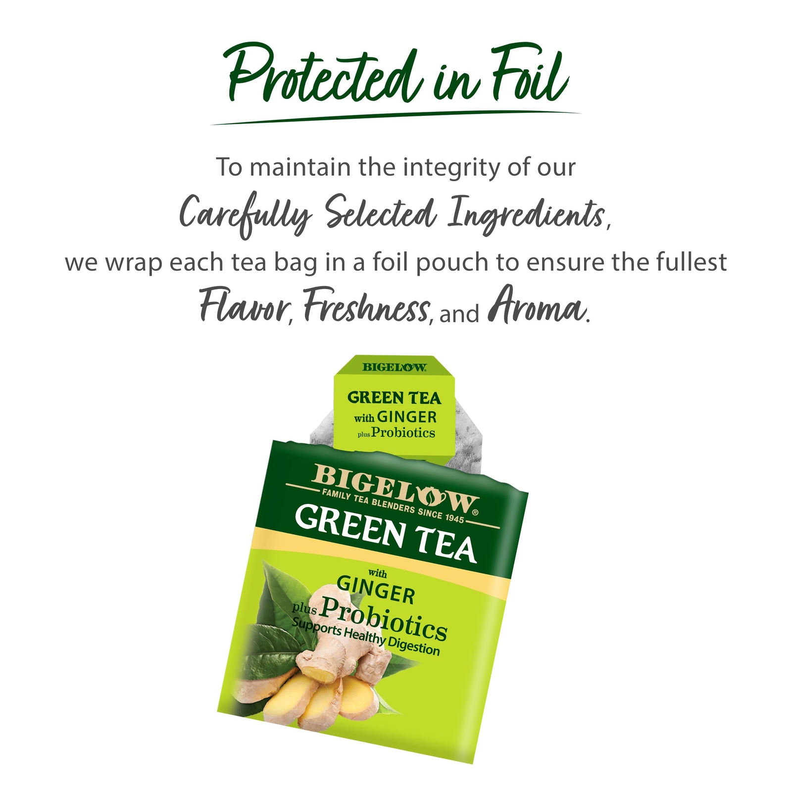 Bigelow Green Tea with Ginger Plus Probiotics Pack of 6 Gluten Free Tea Bags