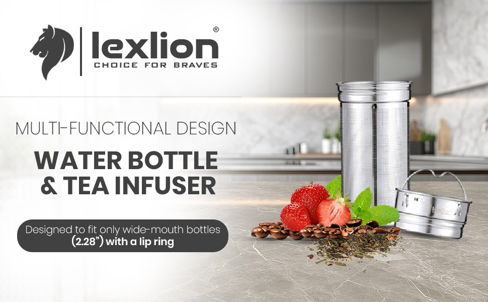 Lexlion Water Bottle Tea Infuser for Loose Leaf Brewing – Reusable & Portable